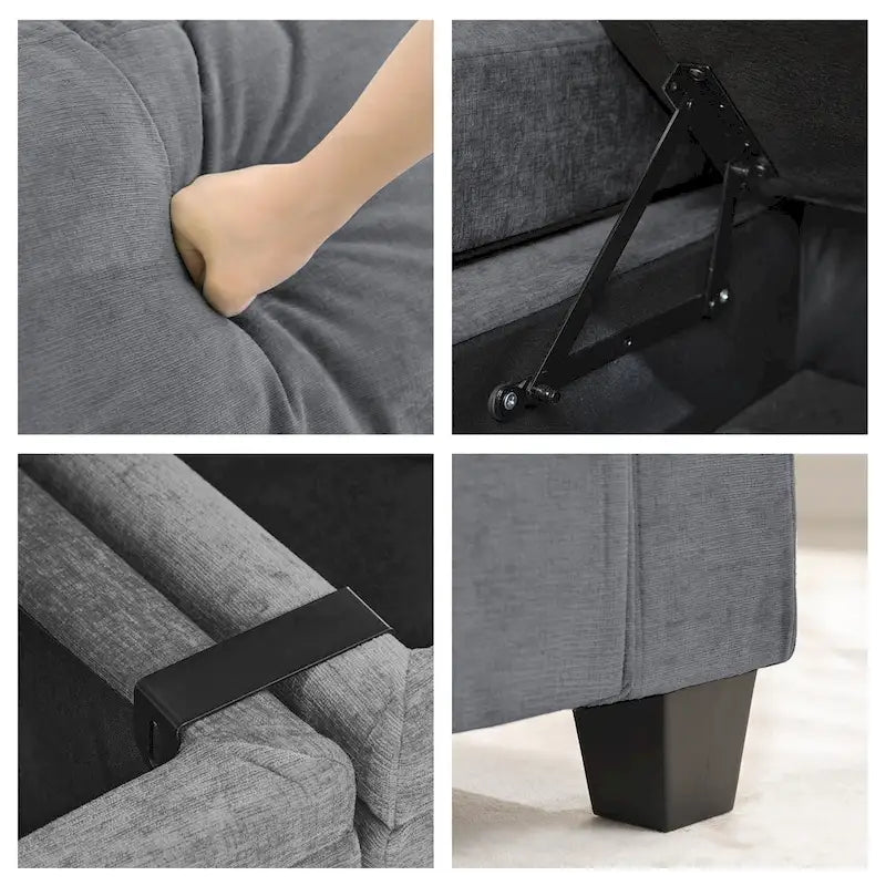Canapé de rangement en chenille, petite banquette multifonctionnelle
