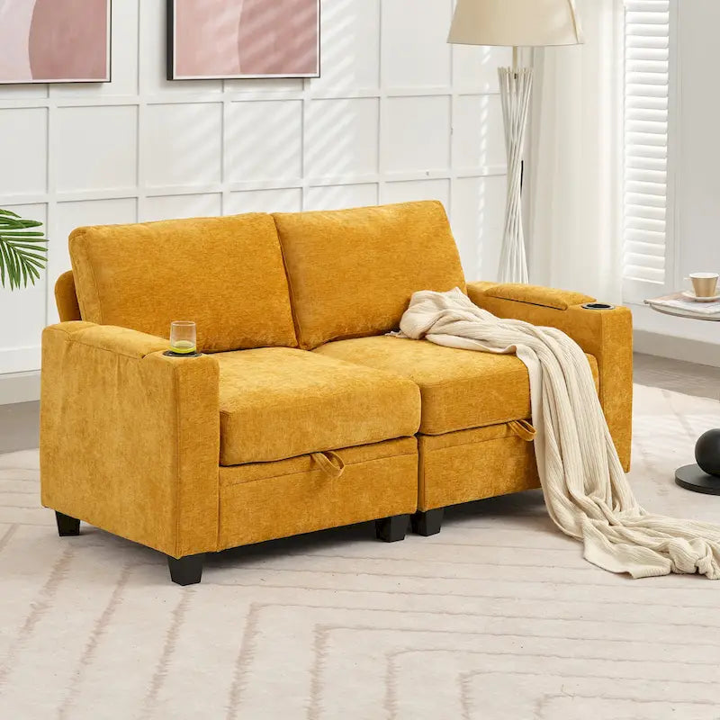 Canapé de rangement en chenille, petite banquette multifonctionnelle