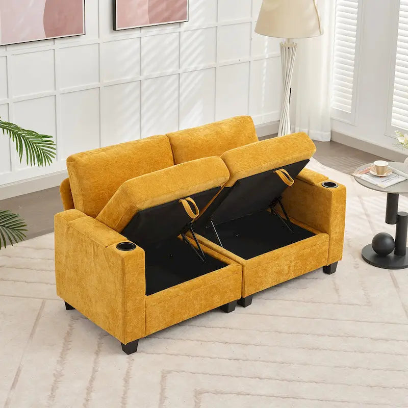 Canapé de rangement en chenille, petite banquette multifonctionnelle
