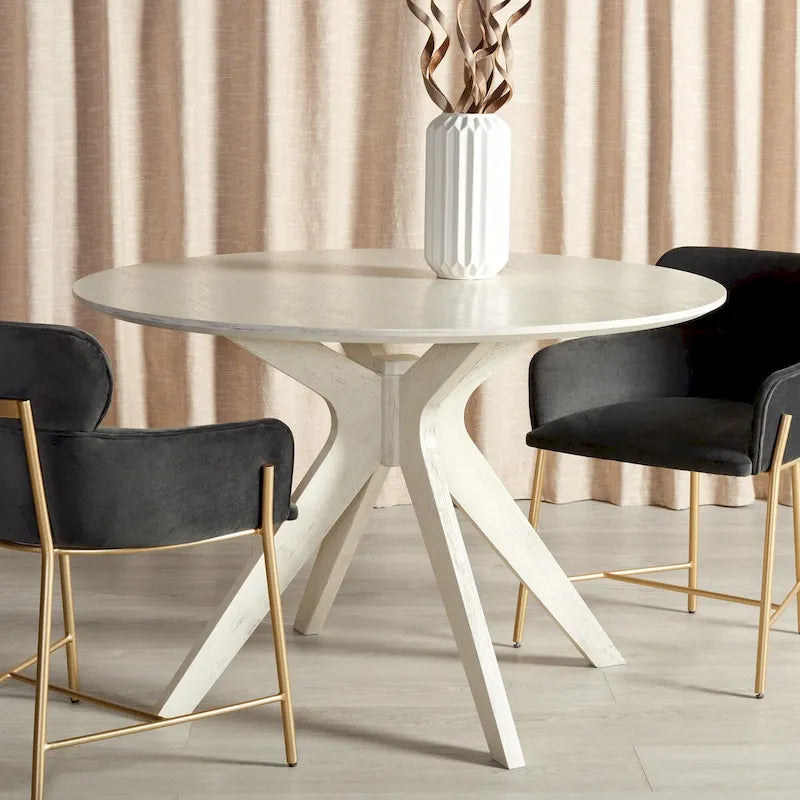 Table à manger ronde de 117 cm en placage de chêne, style Mid-Century