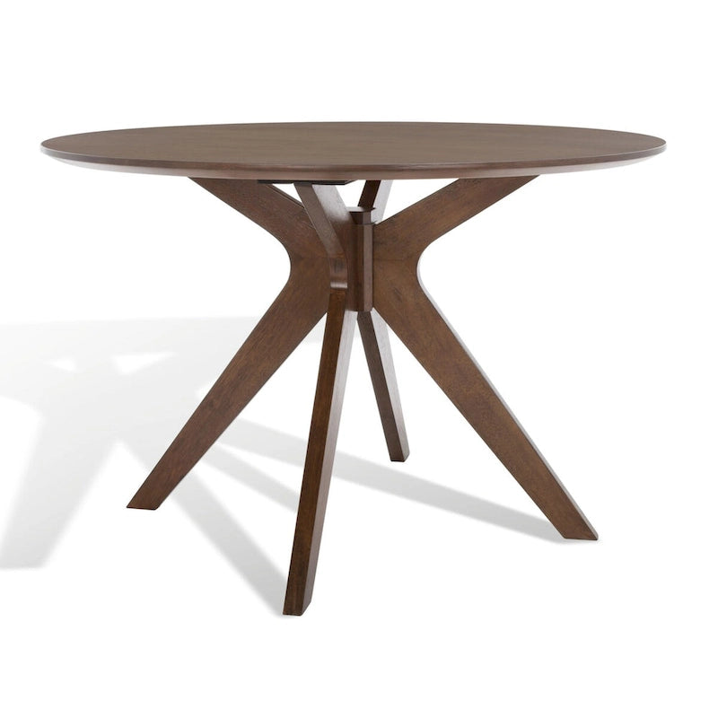 Table à manger ronde de 117 cm en placage de chêne, style Mid-Century