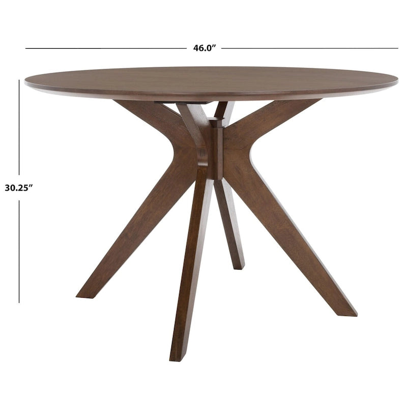 Table à manger ronde de 117 cm en placage de chêne, style Mid-Century