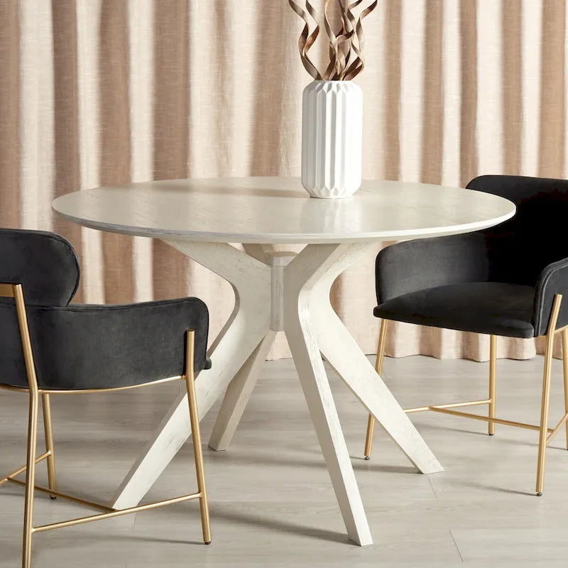 Table à manger ronde de 117 cm en placage de chêne, style Mid-Century